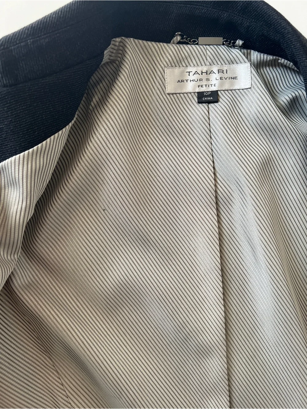 Tahari Arthur S Blazer Jacket Levine Charcoal Gray Wool Blend Zip 10P
